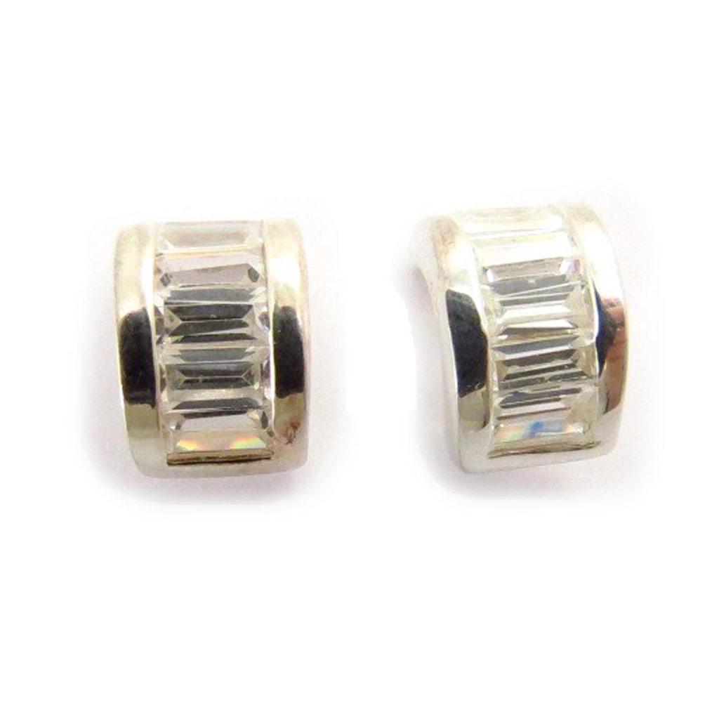 Les Trésors De Lily [B9843] - Demi-Creolen Silber 'Sissi' Silbrig-weiß (rhodiniert) - 10x6 mm