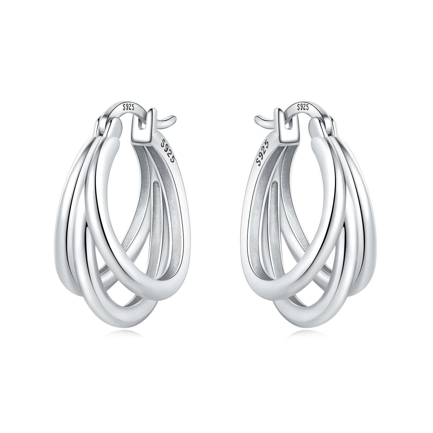 

925 Sterling Silver Exquisite Multi-layer Ear Ring Jewelry Versatile Hoop Earrings for Women Jewelry Fine Birthday Party Gift