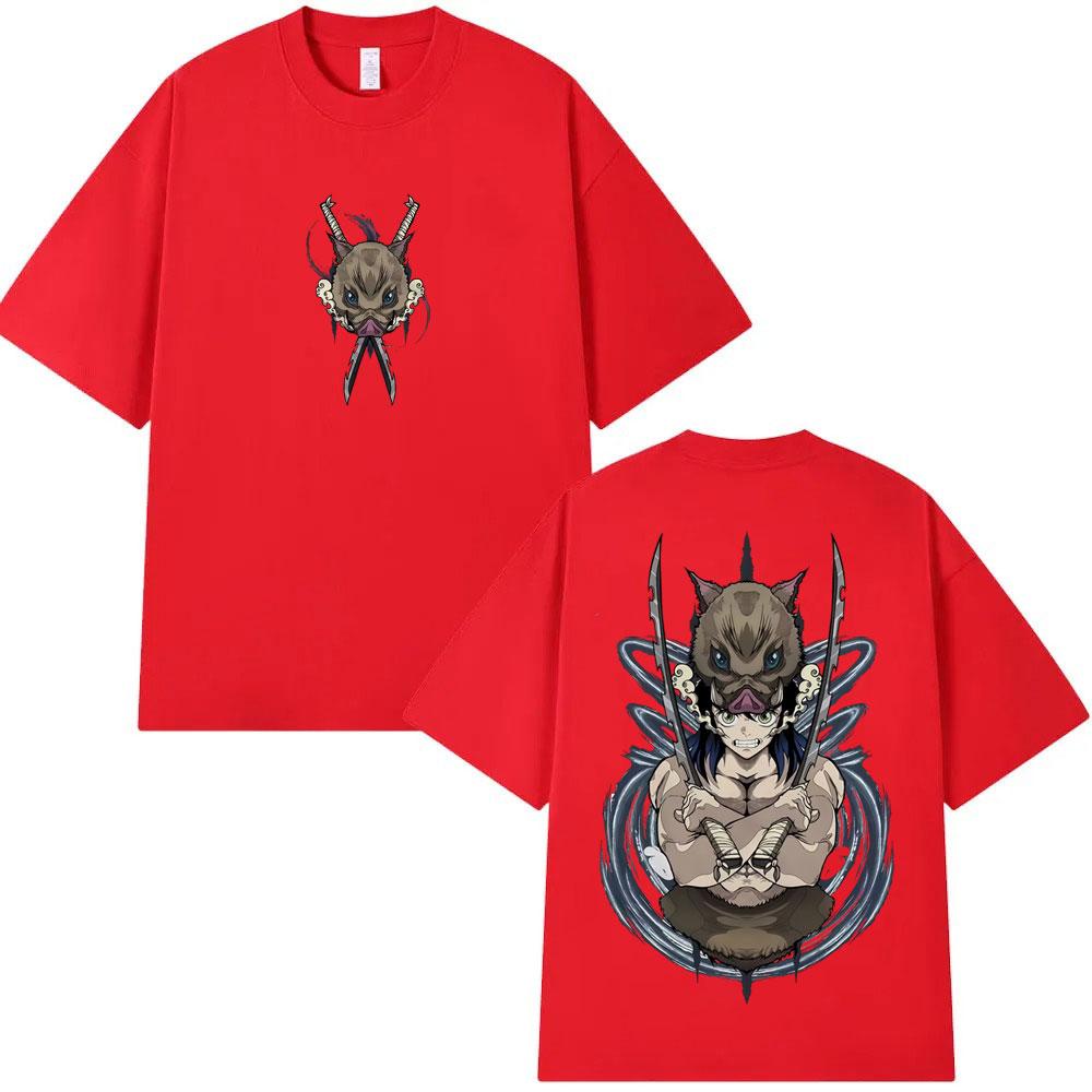 Anime Demon Slayer Hashibira Inosuke Graphic T Shirts Unisex Women Casual Cotton Short Sleeve Tshirts Unisexs Fashion Streetwear