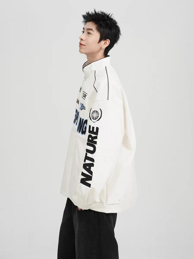 East Rain Oversized Synthetic Leather PU Stadium Plus Loose Couples CUI505 Men's Jacket, Leather, Jacket, Size, Casual, Spring, Autumn, Winter, Fit,