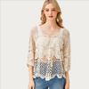 DIMANAF 2026 New Tees Summer Women Beach T-Shirt Basic Fashion Tops Lace Tees Casual Loose White