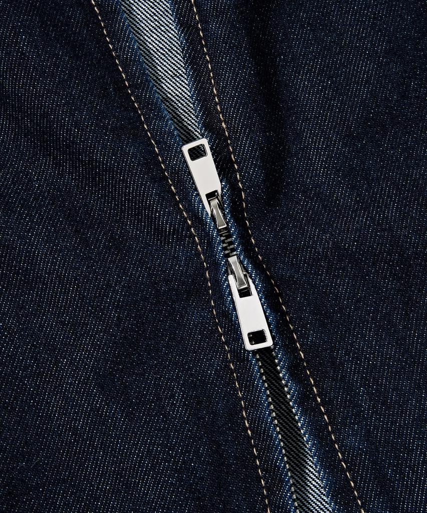 Agod Washed Crop Zip-Up Denim Jacket [Raw Indigo]