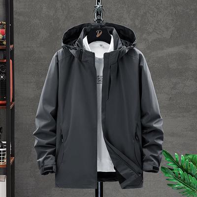 Spring and Autumn Men's Jacket Simple Sports Breathable Single Layer Hooded Jacket Windproof and Waterproof Outdoor Mountaineering Clothing