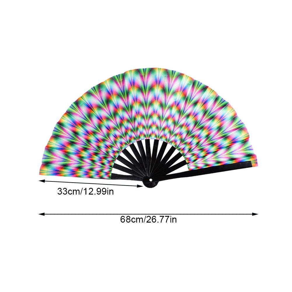 33cm velký skládací ventilátor na ruční rave Čínský/japonský přechod s barevným reflexním skládacím fanouškem Music Festival Fan Dance Fan Dárky