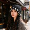 Knitted hat women's outdoor face is small, cold-proof and warm, ear protection hat, fashionable foreign hat
