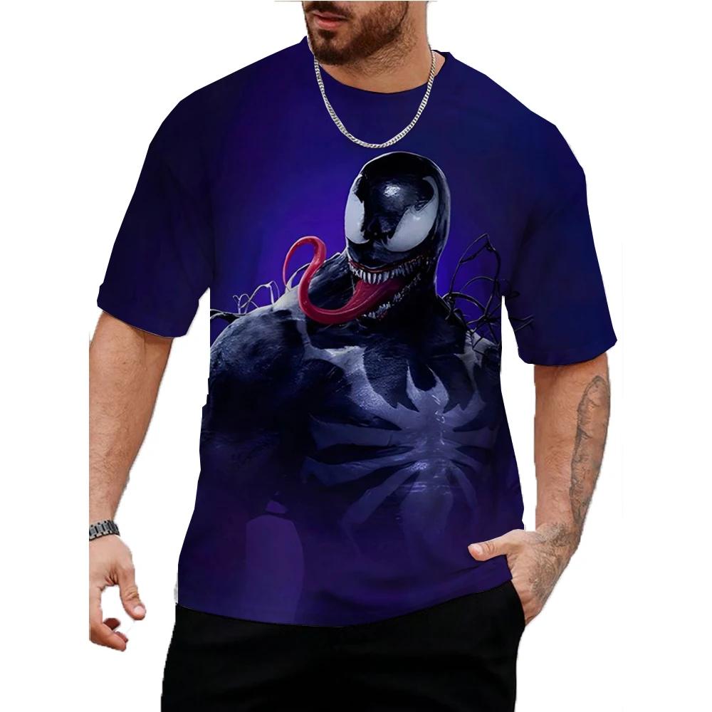 Venom Print T-Shirt Summer Round Neck Tops 3D T-Shirt Male Casual Stylish Short Sleeve Clothing Fashion Trend Street Wear