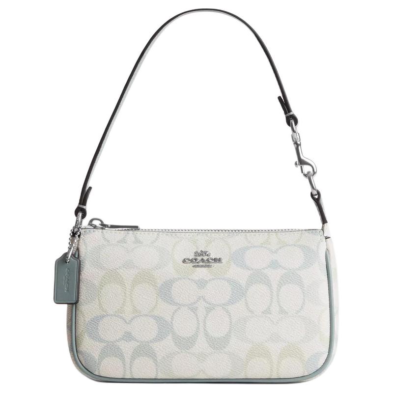 COACH Nolita 19 lettered all-over silver hardware, artificial leather handbag, women s white серебряный
