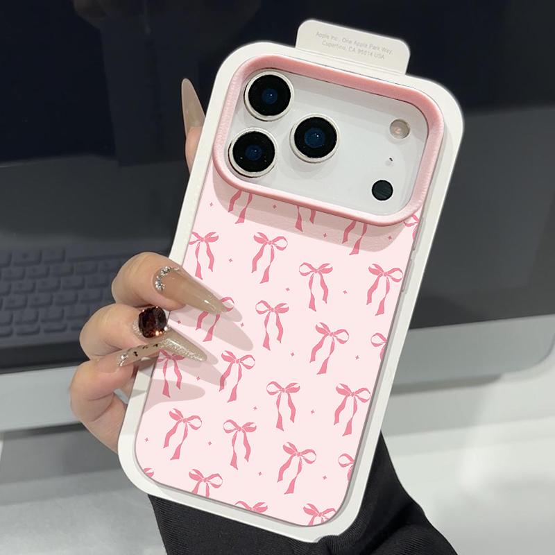 Leather Texture TPU Phone Case For iPhone 17 17e 16e 16 15 Pro Max 14 13 Pro Max 11 Bowknot Printed Soft Silicone Back Cover