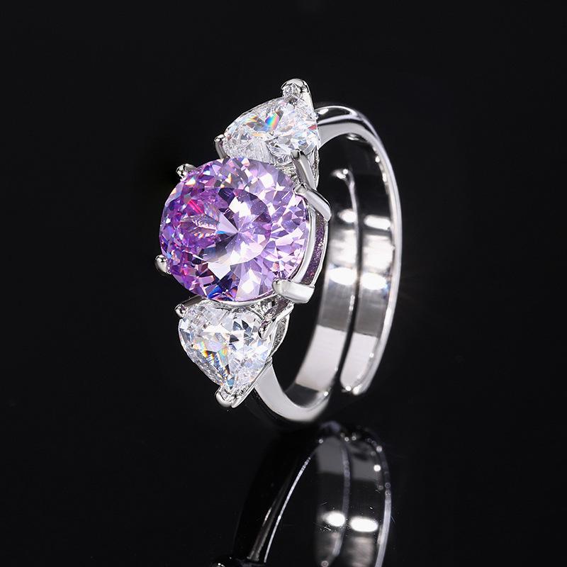 

Jewelry Copper Bottom Gold-Plated Simulation Color Treasure Corundum Temperament Egg-Shaped Simple Wind Finger Female 9 * 10