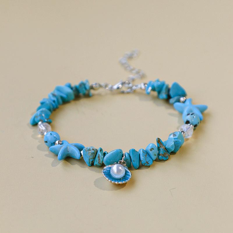 Handmade Seashell & Crushed Stone Bracelet with Lobster Clasp - Perfect Summer Travel Souvenir