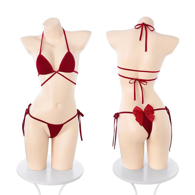 Costume bikini a farfalla con lacci sui fianchi, biancheria intima erotica, sexy tre pezzi estivo