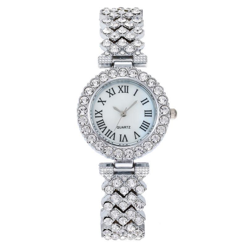 Trendy Unisex Populární Diamantové Dámské Hodinky Dámské Dvouvrstvé Diamantové Dámské Vysoce Kvalitní Luxusní Quartzové Hodinky Římský Vzor Náramek Módní 2KS