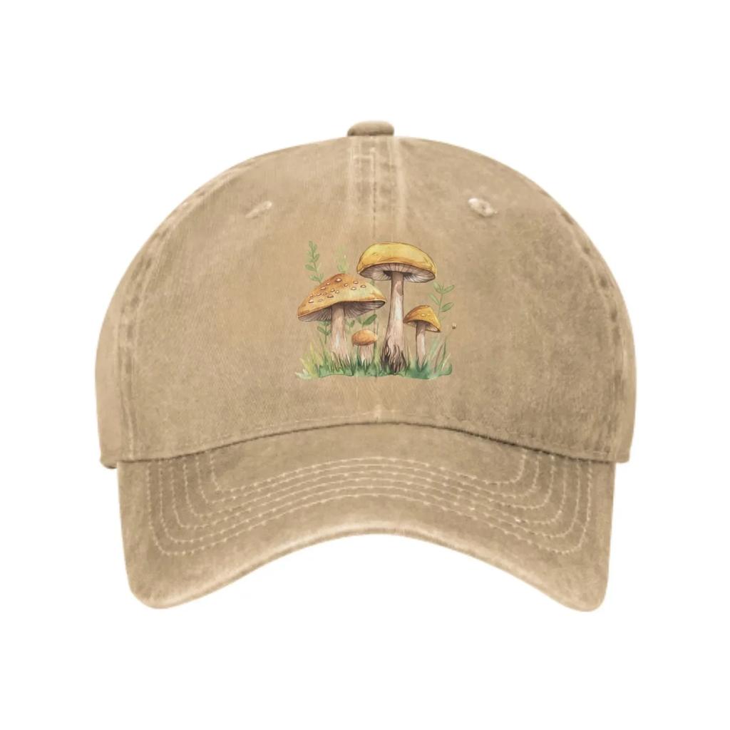 Mushroom Watercolor Print Baseball Cap Cotton Adjustable Casual Outdoor Sun Hat Unisex