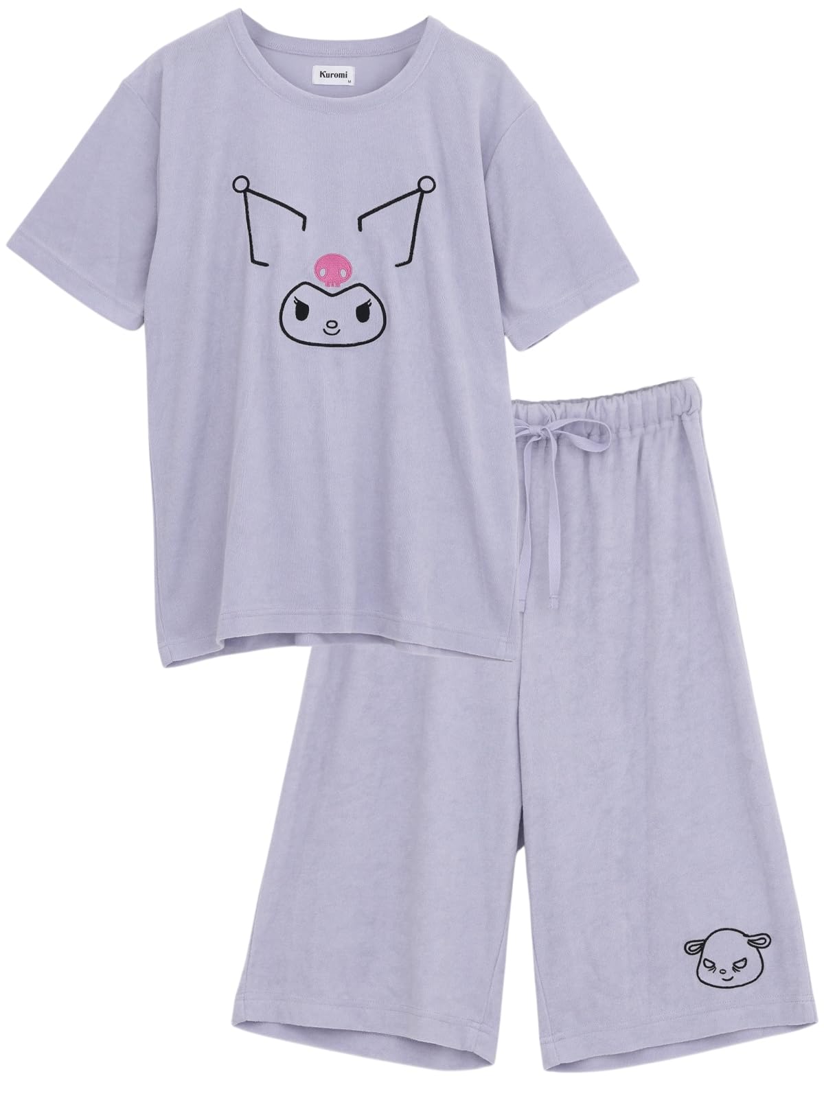 

Sanrio Characters My Melody Hangyodon Kuromi Roomwear Pajamas Short Sleeves Half Pants Pile Pink Green Purple M L Purple [Kaitac Family] Women s (L,