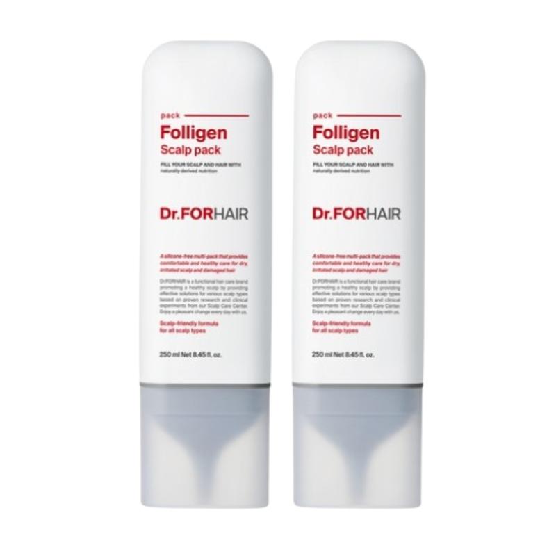 Dr.FORHAIR Folligen Scalp Pack 250ml × 2 – Scalp Nourishing Treatment, pH 4.5–5.5 Mild Acidic Care, For Dry & Sensitive Scalp 250ml x 2