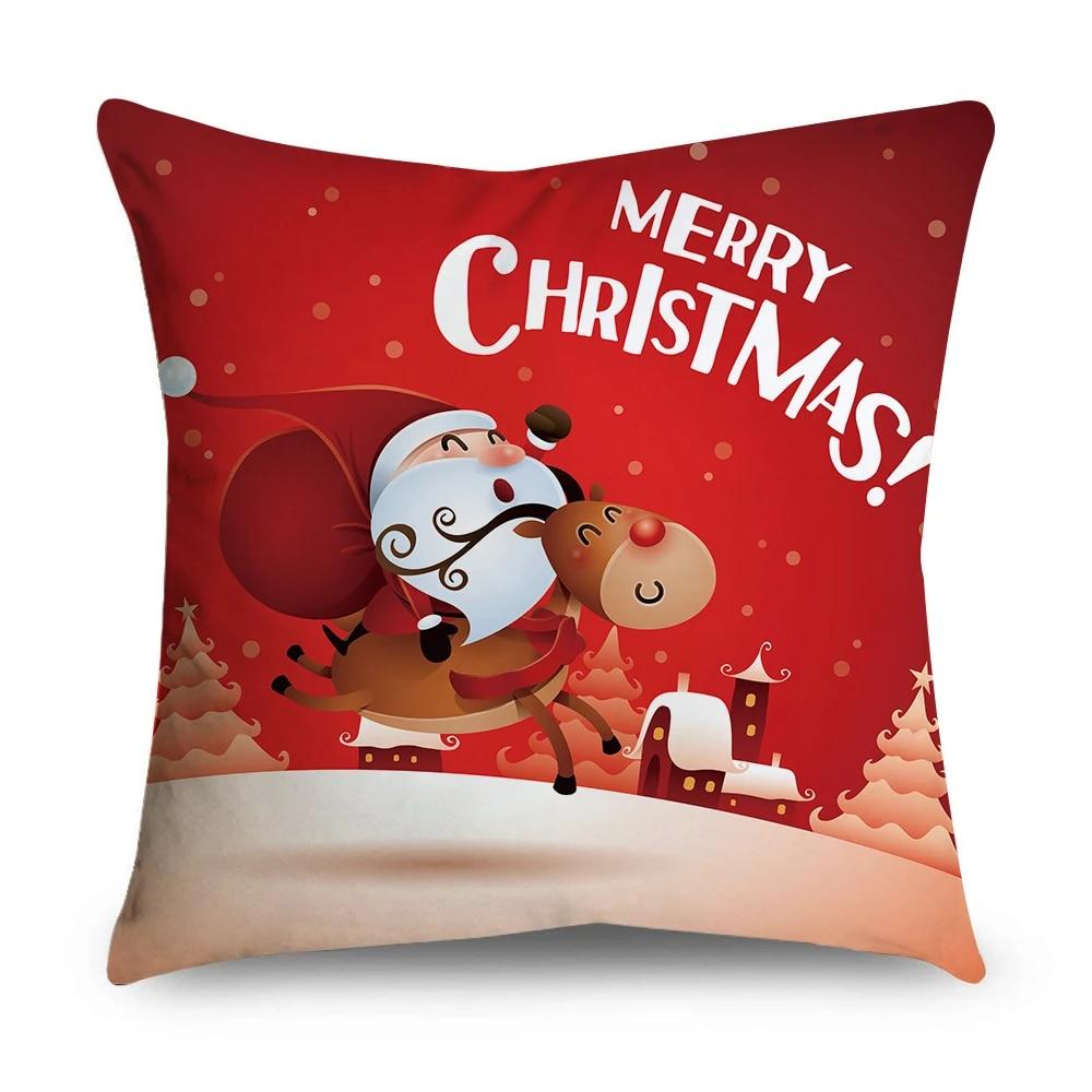 Christmas Pillowcase Animal Moose Sleigh Wreath Santa Claus Snowman Christmas Decoration Office Sofa Bed Car Throw Pillowcase