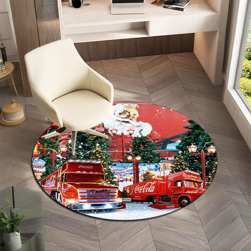 Christmas Gift Halloween Theme Bear Truck Coca Cola Round Carpet Soft Home Decoration Corridor Table and Chair Anti Slip Outdoor Floor Mat Carpet H14