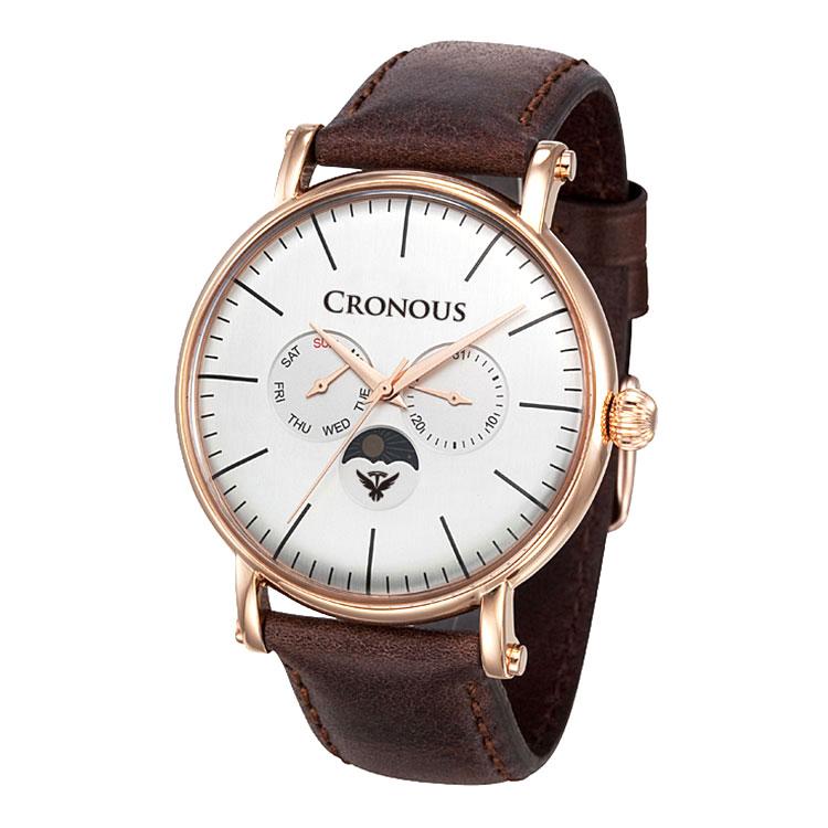Keulonoseu Crd88018A-Rgbr Men'S Leather Watch