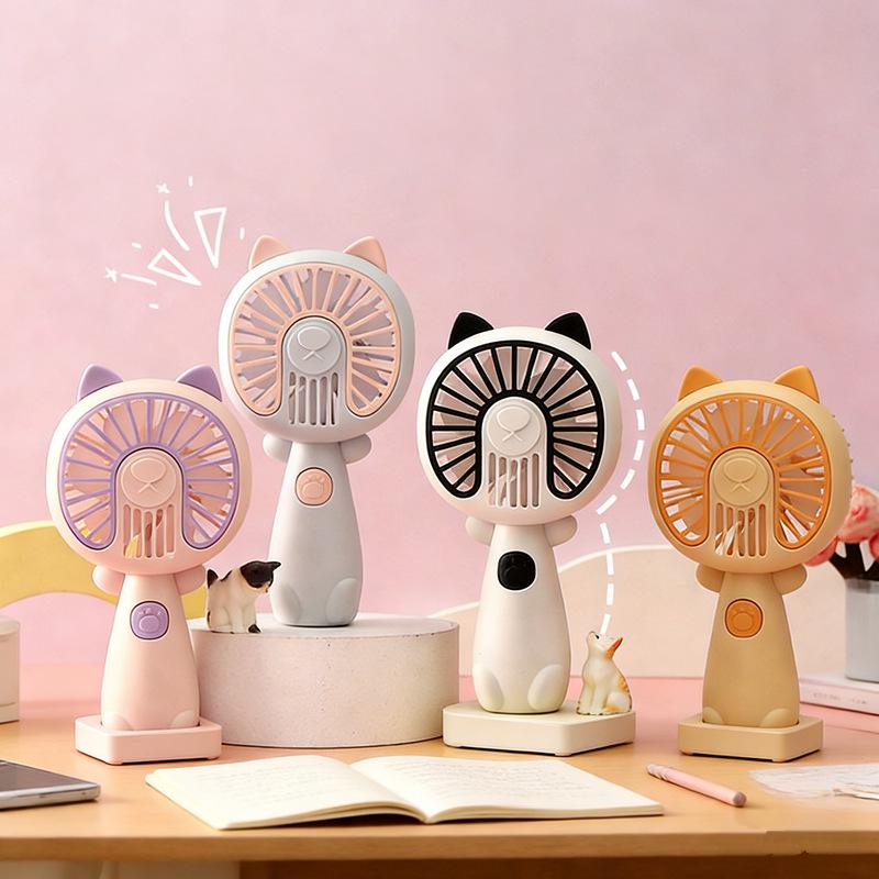 Portable Rechargeable Mini Fan with Three Speeds - Cartoon Design for Kids