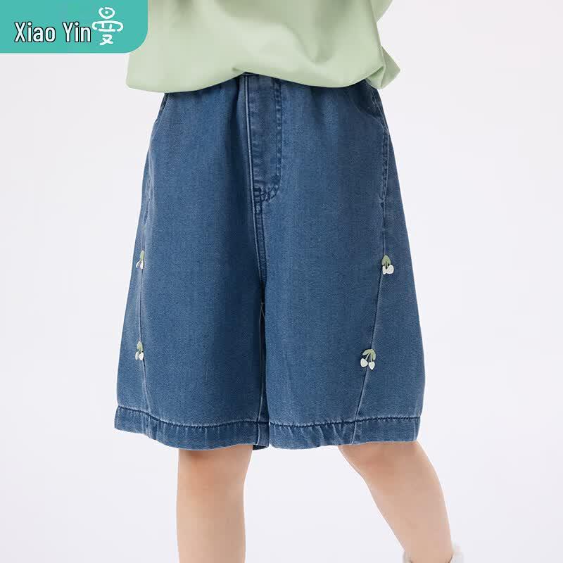 Girls  Cherry Embroidered Denim Shorts 120