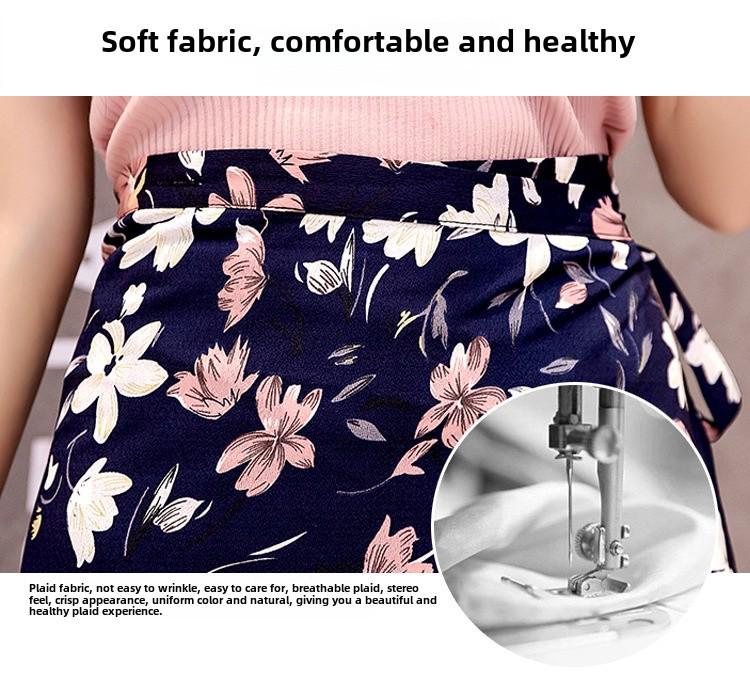 Bedrucktes Chiffon-Midikleid im Bohemian-Stil mit Wickelrock mit Bindegürtel (8016)