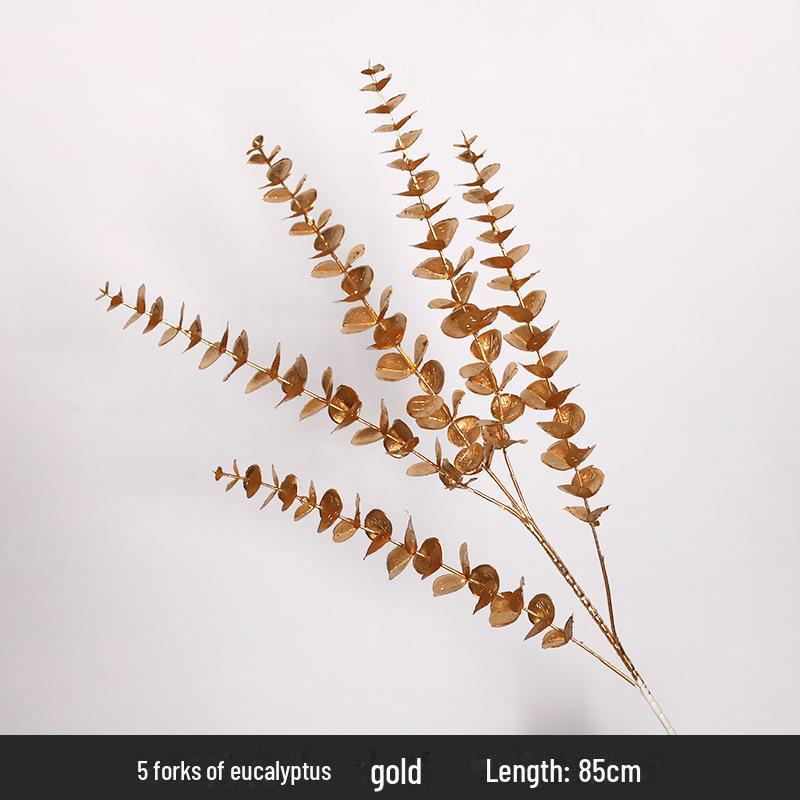 

Золотой эвкалипт искусственные новогодние цветы и листья ведро для украшения дома