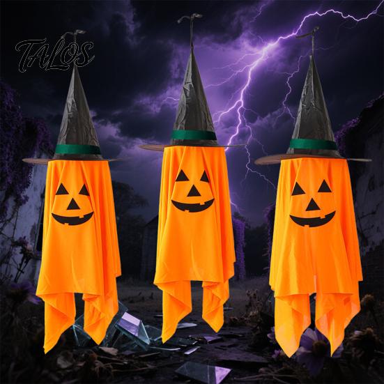 Realistic Pattern Festival Supplies Cute Halloween Hanging Decor, Pumpkin Ghost Pendant with Creative Holiday House Decorations Wizard Hat,