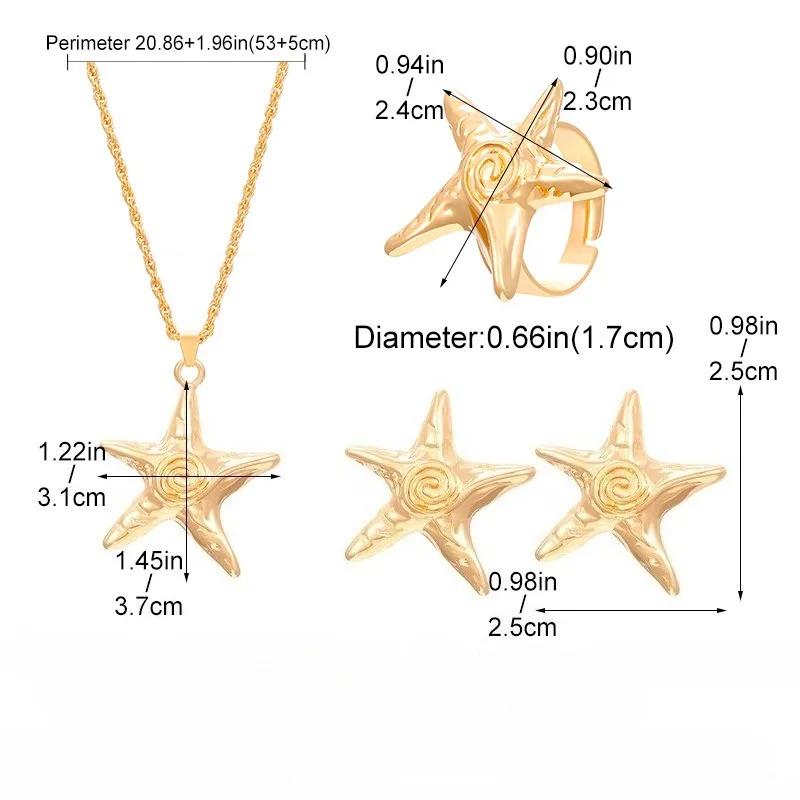 New Starfish Pendant Necklace for Women Gold Color Seaside Necklaces Stainless Steel Zircon Summer Beach Gifts
