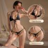 Dreiteiliges Offen-Schritt-Dessous-Set in Übergröße: Schnallenloser Bikini & Verführungspyjama