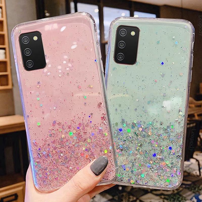 Starry Silver Foil Glitter Phone Case for Samsung A24, S23FE, A41, A55, S10, and A35 - Full Coverage Protection