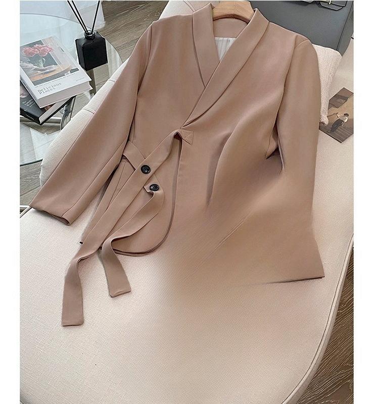 Společenský oblek Socialite 2024 se šněrováním, dvoudílný, korejský střih: Dámský volný jarní/podzimní styl