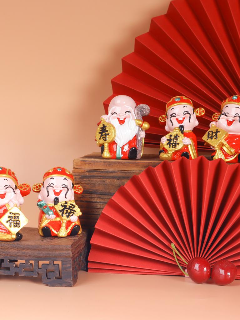 Traditional Chinese God of Wealth Resin Feng Shui Decorations for Home, Bedroom, Living Room, and Entrance Hall