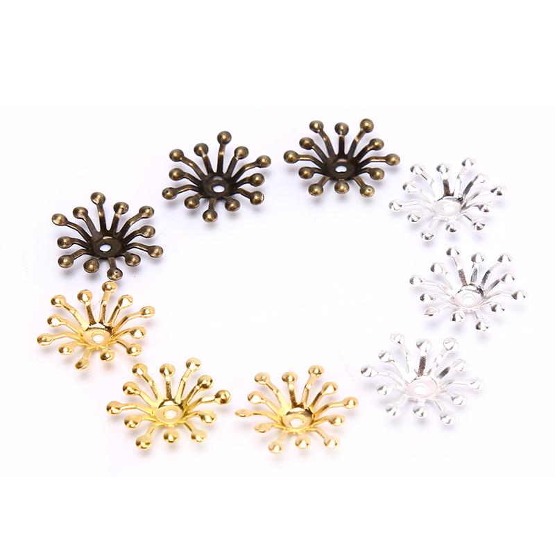 50Pcs Vintage Filigree Flower Wraps Connectors Metal Crafts Handmade Diy Jewelry