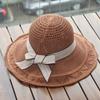 Beach Wide Brim Hat With Sun Shield And Bow Decoration For Women Outdoor Use