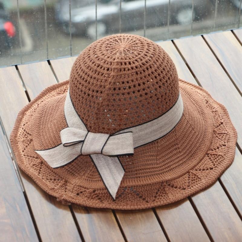Beach Wide Brim Hat With Sun Shield And Bow Decoration For Women Outdoor Use
