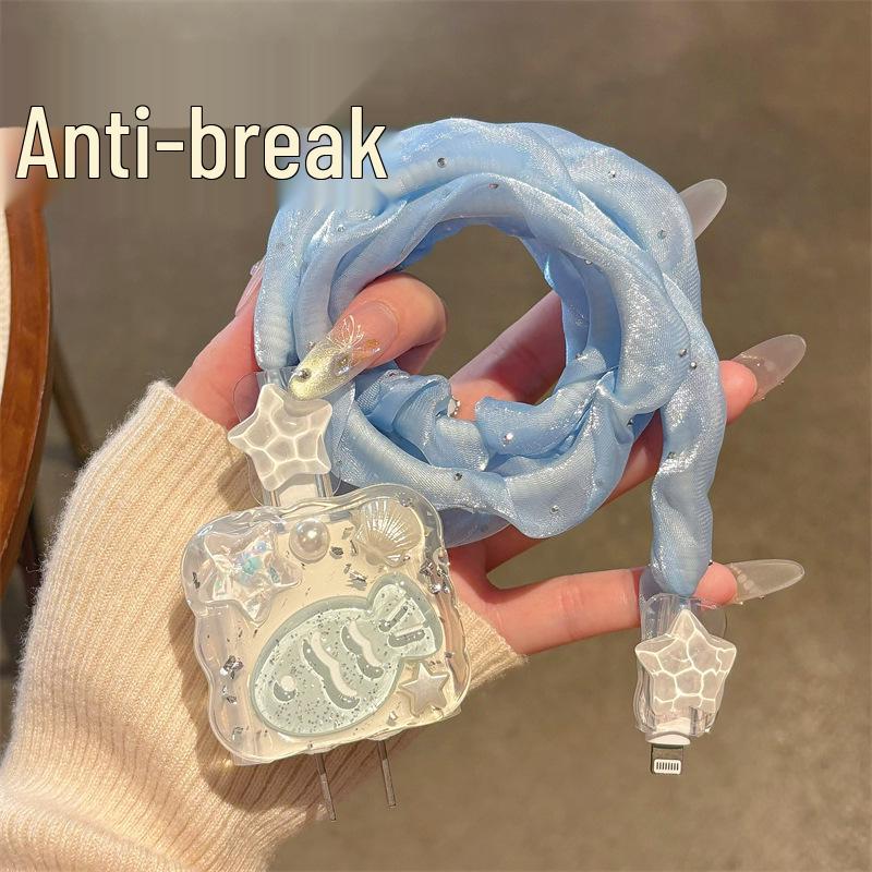 Seashell Blue-Anti-Break Charger Case for iPhone 16 with Fast Charging Head and Data Cable