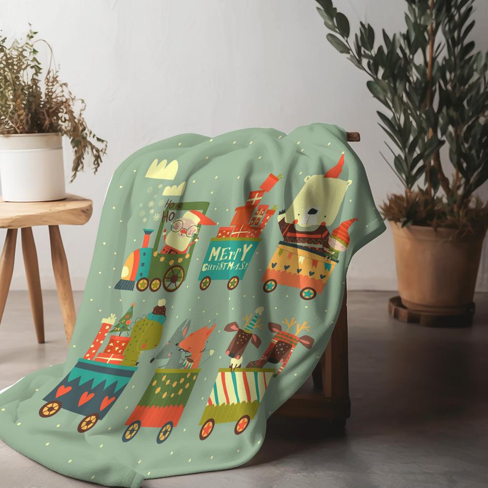 Cozy Throw Blanket Soft Flannel Warm Fuzzy Blanket Cute Animal Pattern Bedspread Home Decor Gift 75x90cm