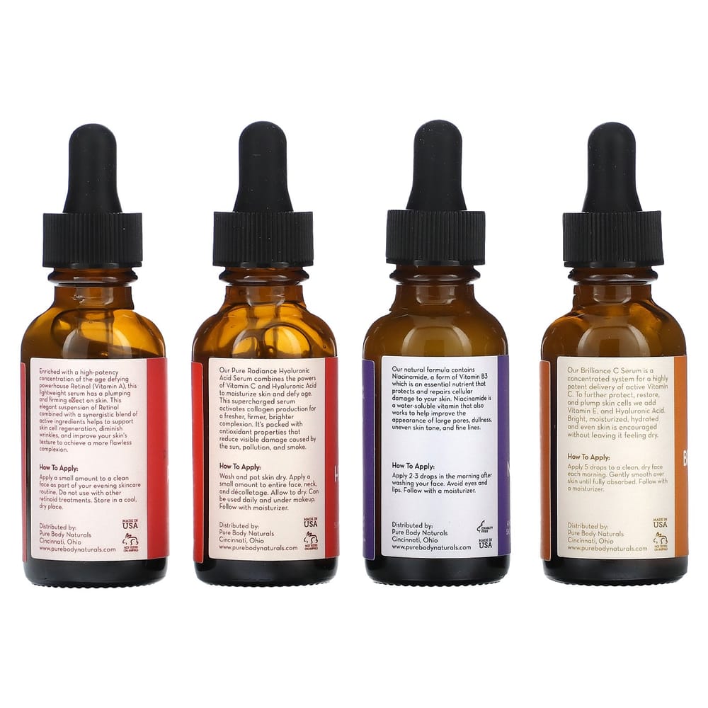 iHerb Pure Body Naturals Facial Serum 4-Piece Set, 30ml (1 Fl Oz) Each