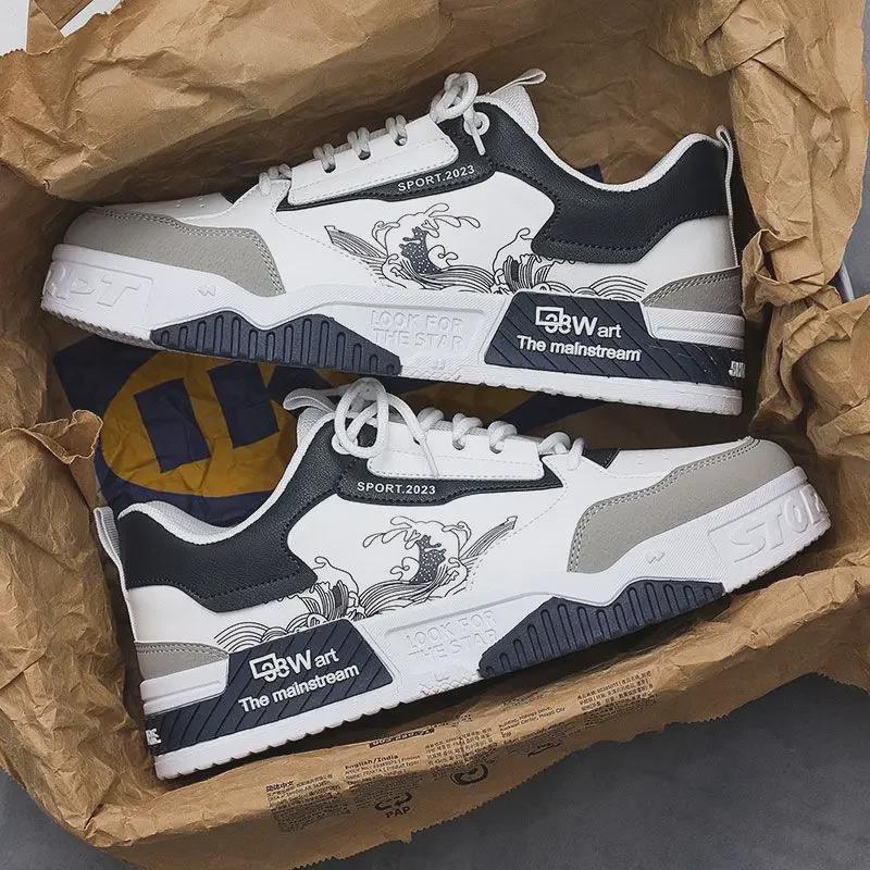 2025 Men's White Thick-Soled Casual Sneakers - Trendy Spring/Summer Style