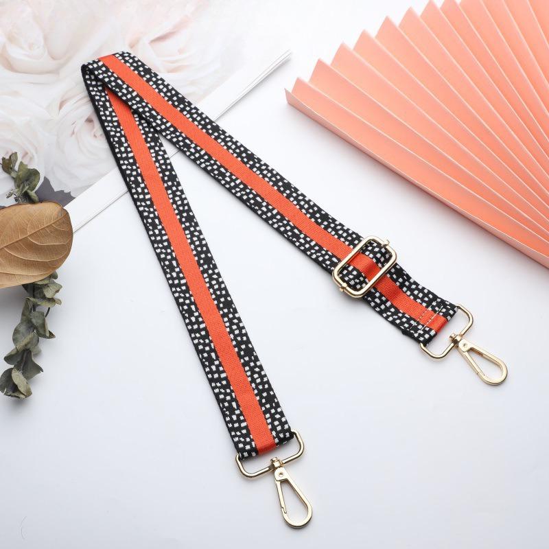Women s One Shoulder Slant Bag Strap Spotted Bar Bag Accessories Shoulder Strap One Shoulder Wide Canvas Replacement Strap Light gold buckle