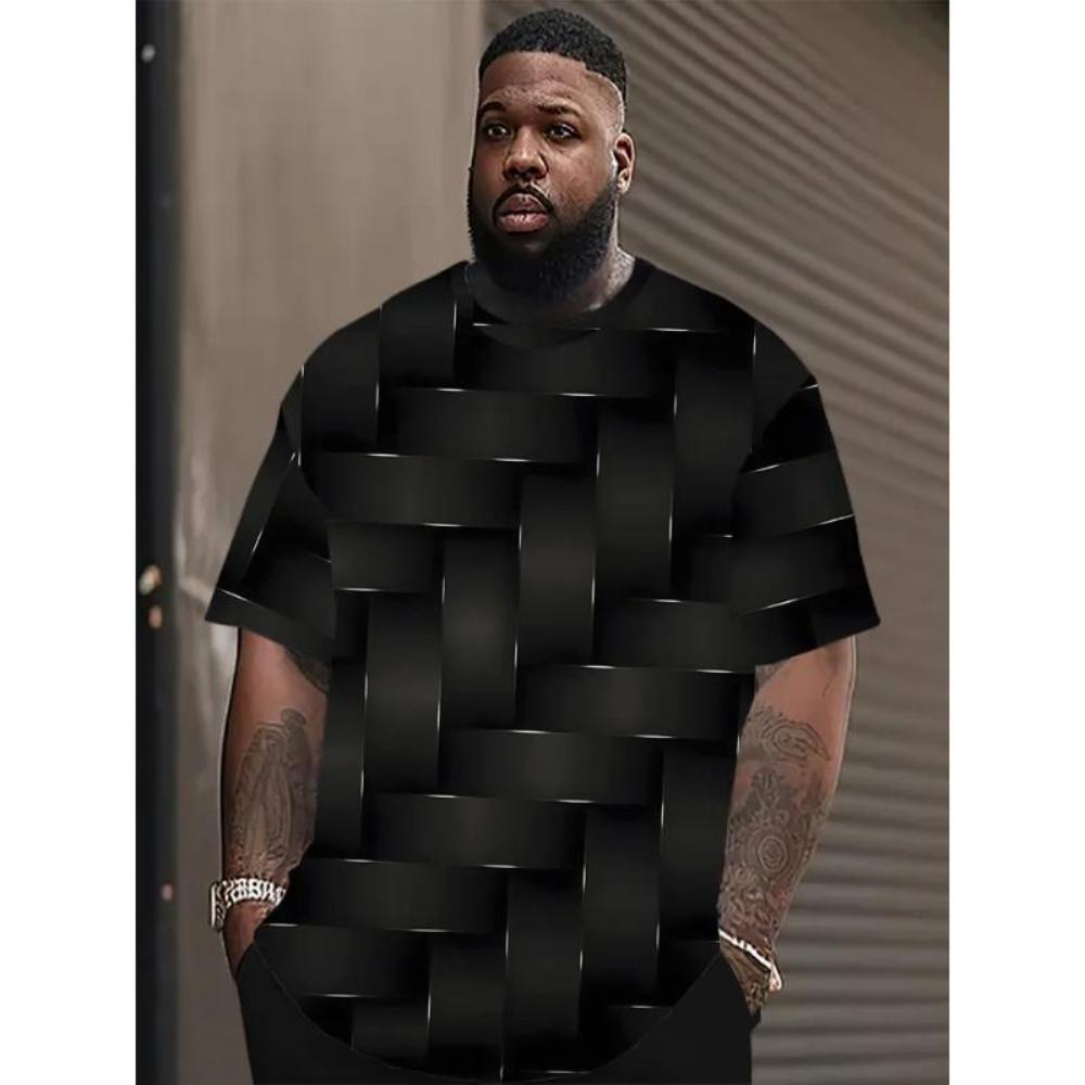 Men s Striped Printed Top Loose Crew Neck Short Sleeve Fashion T-Shirts Men’s XS