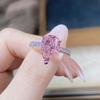 Nine Beauty Jewelry Teardrop Zircon Ring: S925 Sterling Silver, Pink High-Carbon Diamond, European & American Ice Flower Cut.