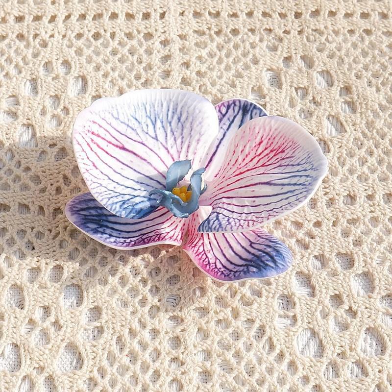 3D Print Big Butterfly Orchid Head Silicone Cotton Artificial Flower Wedding Souvenir Party Gift Box Decor Headdress Flower