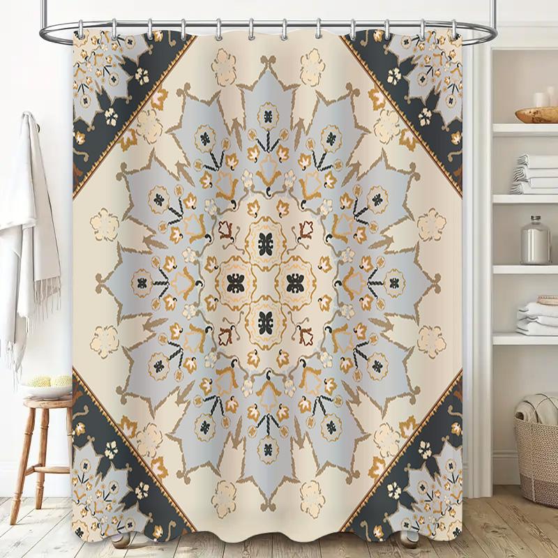 Beautiful Shower Curtain Floral Mandala Design for Bathroom Decor 3D Printed Waterproof Home Decor Item In Multiple Sizes