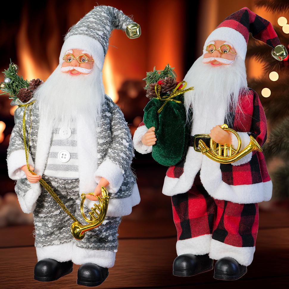 Festive Standing Santa Claus Doll with Creative Christmas Backpack Ornament