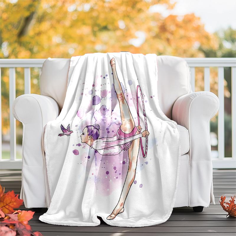 Gymnastics Theme Printed Blanket - Perfect for Couch, Bed, Travel & Outdoor Use | Machine Washable, Cozy & Durable.