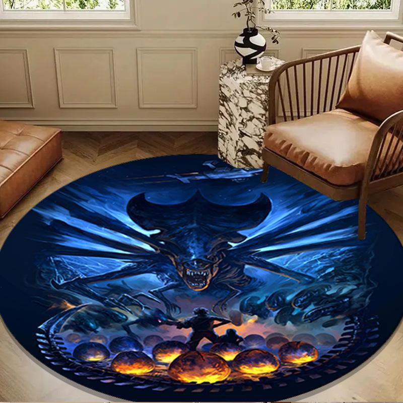 Alien Fire Round Mat, Anti-slip Circle Carpet Chair Rug For livingroom,Bedroom, Doormat Home Decor Gift Christmas Gifts