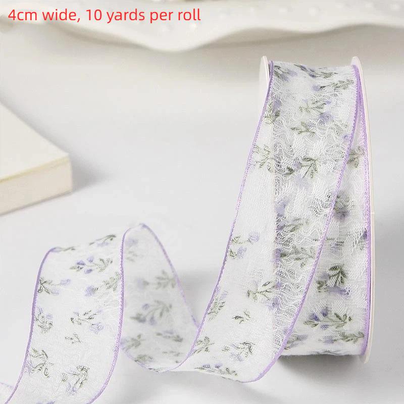 2.5Cm/4Cm 10 Yards Dainty Floral Fishnet Lace Trim For Cake, Bouquet, Gift Wrap And Handmade Hair Bows