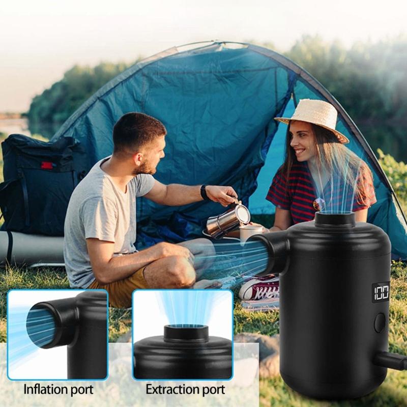 Double Motor Outdoor Air Pumps Compacts Light Weight Camping Light Hook For Inflatable Mattress Pool Rafts