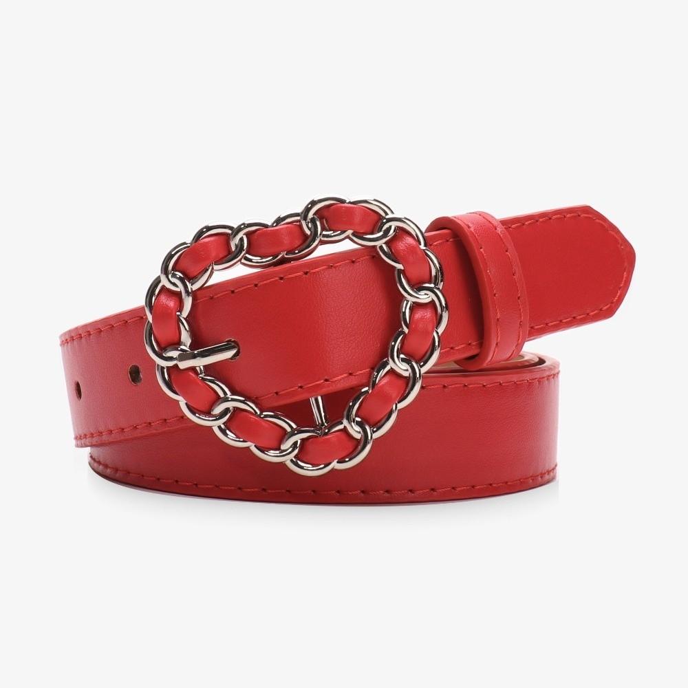 Adjustable Decorative Waist Belt Vintage Faux Leather Waistband Heart Buckle Belt  For Women